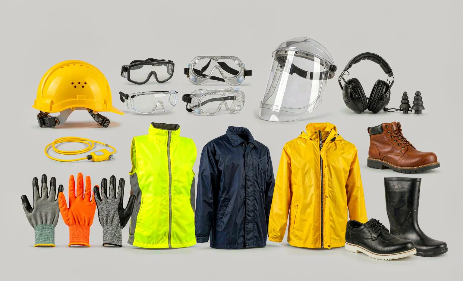 The range in one supply chain: helmet, eye and face protection, gloves, workwear and safety footwear