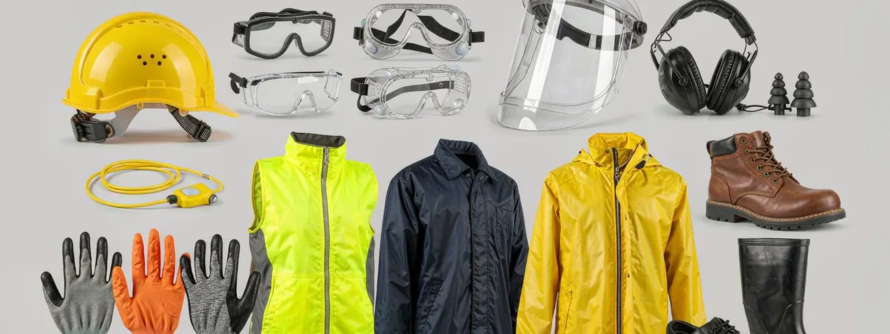 Protective equipment from across the range arranged side by side